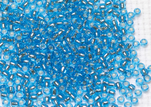 Бисер Япония круглый 11/0 10г 0023B темная вода, серебряная линия внутри